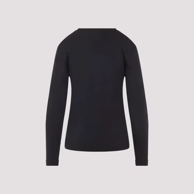 Lemaire Ribbed Crew Neck Long Sleeve Top In Black