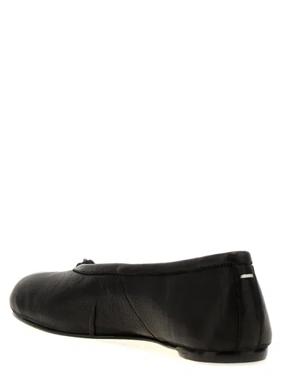 Maison Margiela Black Leather Tabi Ballerinas With Signature Detailing In Black