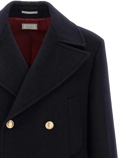 Brunello Cucinelli Martingale Double-breast Coat Men In Black