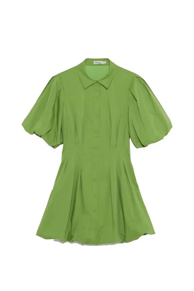 Simkhai Cleo Puff Sleeve Pleated Mini Dress