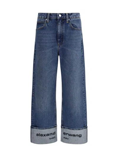 Alexander Wang Wide-leg Denim Jeans Folded Cuffs In Blue
