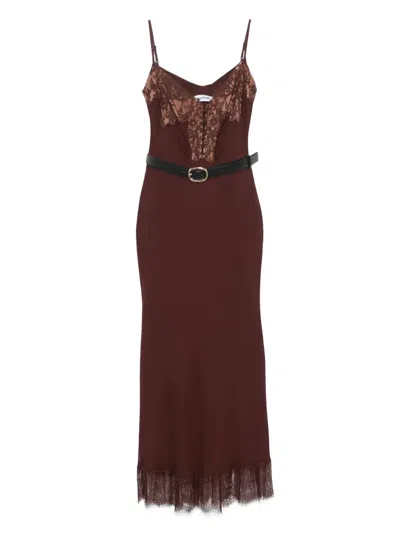 Self-portrait Self Portrait Brown Lace Insert Midi Dress
