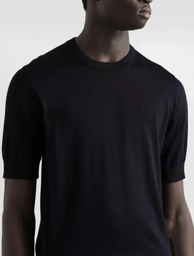 Dolce & Gabbana Silk Round-neck Sweater With Dg Embroidery In Black
