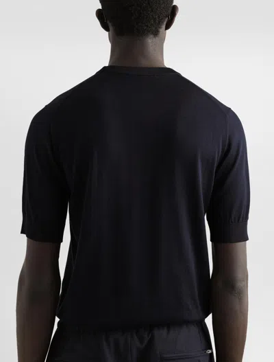 Dolce & Gabbana Silk Round-neck Sweater With Dg Embroidery In Black