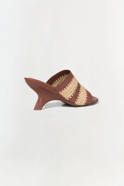 Simkhai Shadow Mule Raffia Sandals Sable In Brown