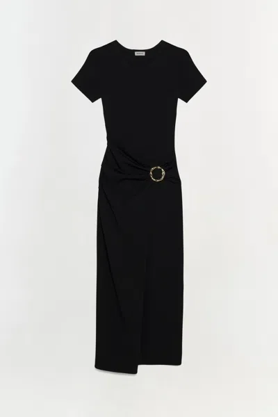 Simkhai Women's Short Sleeve Soren Knit Midi Dress In Black