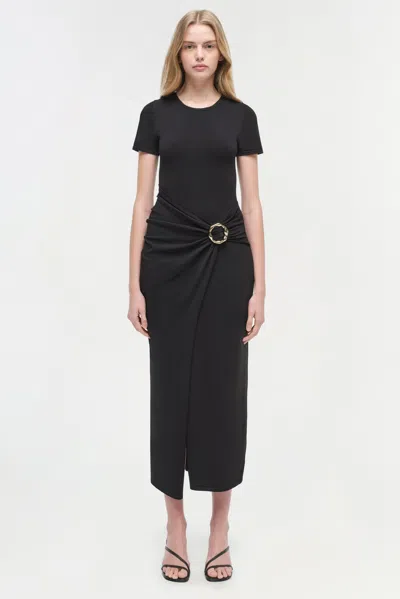 Simkhai Women's Short Sleeve Soren Knit Midi Dress In Black