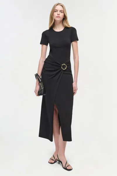 Simkhai Women's Short Sleeve Soren Knit Midi Dress In Black