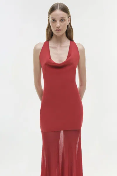 Simkhai Xena Sleeveless Halter Maxi Dress In Red