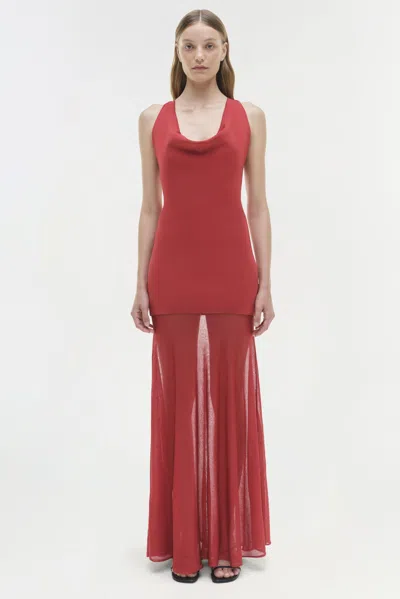 Simkhai Xena Sleeveless Halter Maxi Dress In Red