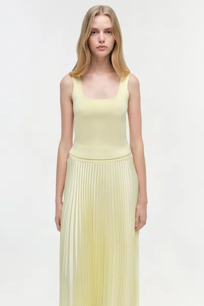 Simkhai Melanie Pleated Midi Skirt In Yellow