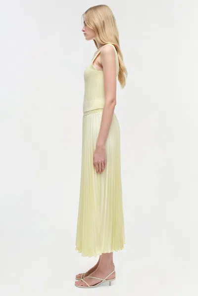 Simkhai Melanie Pleated Midi Skirt In Yellow