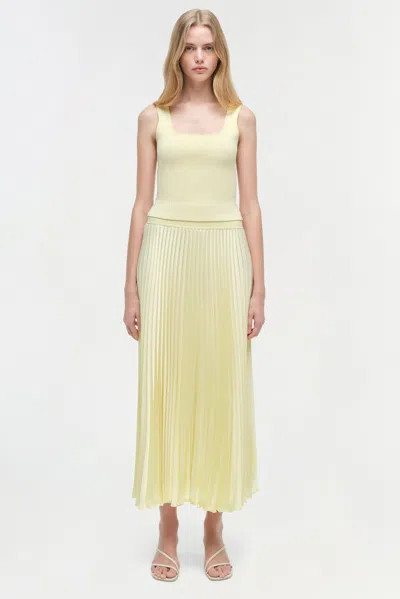 Simkhai Melanie Pleated Midi Skirt In Yellow