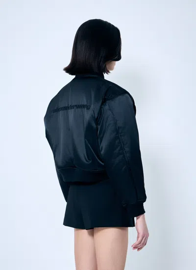 Alexander Wang Women Logo Embroidered Bomber Jacket In Blue