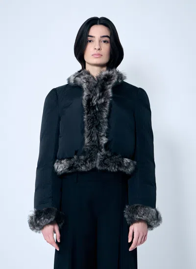 Alexander Wang Women Puffer Jacket With Shearling Trims In Blue