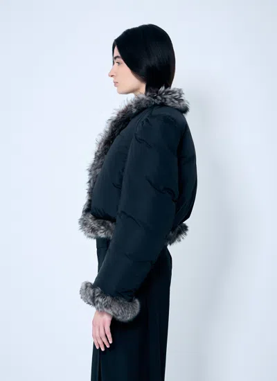 Alexander Wang Women Puffer Jacket With Shearling Trims In Blue