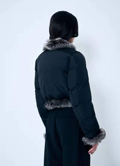 Alexander Wang Women Puffer Jacket With Shearling Trims In Blue