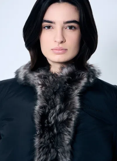 Alexander Wang Women Puffer Jacket With Shearling Trims In Blue