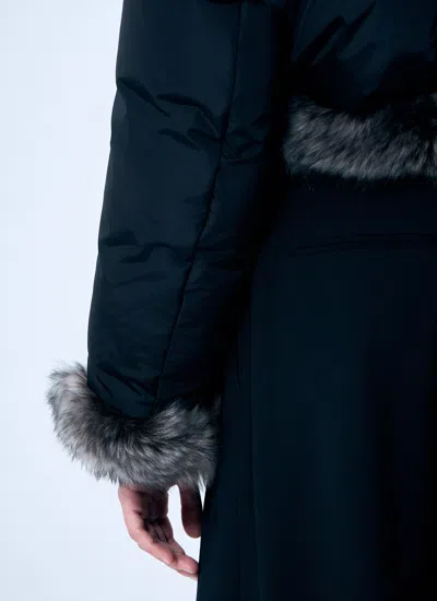 Alexander Wang Women Puffer Jacket With Shearling Trims In Blue