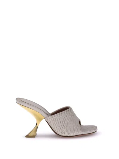 Amina Muaddi Taylor Sandals Geometric Heel In Gray