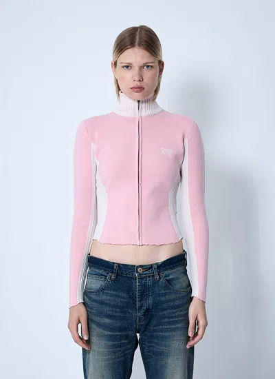 Balenciaga Women Zip-up Human Being Hooded Sweatshirt In Pink