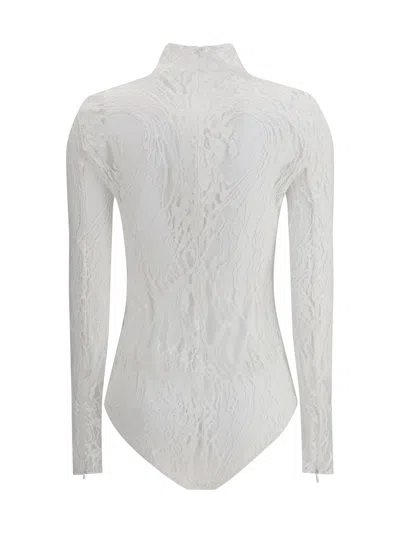 Balmain High Neck Lace Bodysuit With Long Sleeves