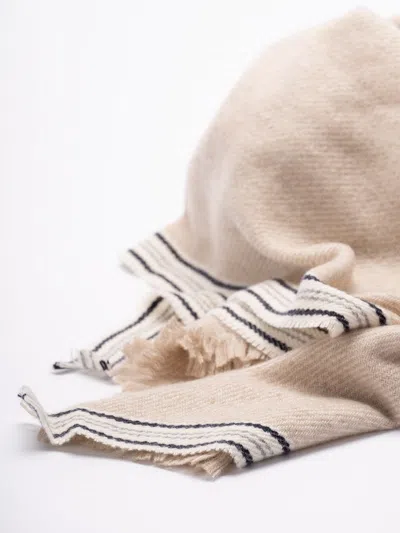 Brunello Cucinelli Men Cashmere Scarf With Striped Edge