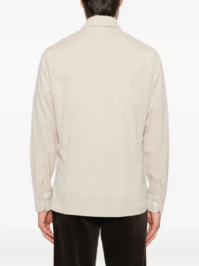 Brunello Cucinelli Men Easy Fit Western Shirt In Corduroy In Nude