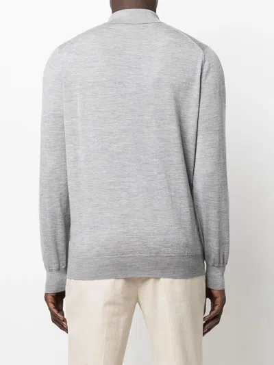 Brunello Cucinelli Men Polo-style Lightweight Sweater In Gray