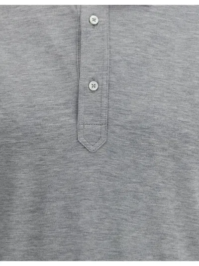 Brunello Cucinelli Silk Polo Sweater With Two-tone Double Layer Detail