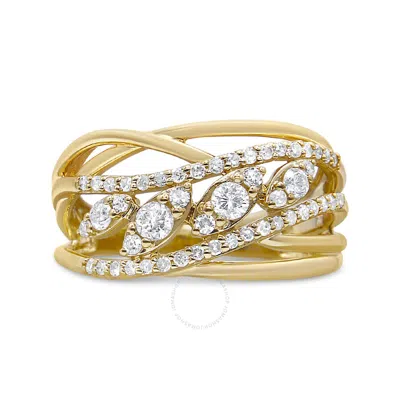 Haus Of Brilliance 10k Yellow Gold 1/2 Cttw Round-cut Multi Row Diamond Split Shank Cocktail Ring