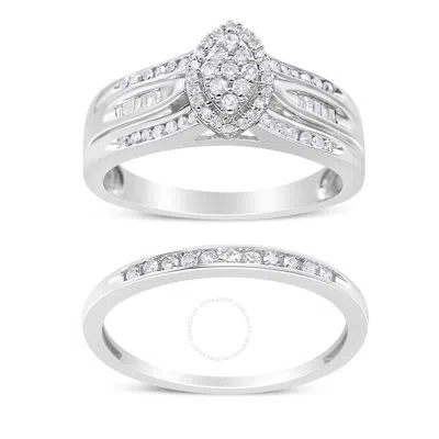 Haus Of Brilliance .925 Sterling Silver 1/2 Cttw Round And Baguette-cut Diamond Engagement Bridal Se
