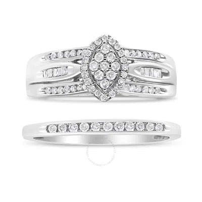 Haus Of Brilliance .925 Sterling Silver 1/2 Cttw Round And Baguette-cut Diamond Engagement Bridal Se