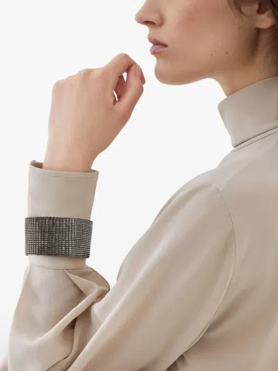 Brunello Cucinelli Turtle Neck Blouse Clothing In Neutral