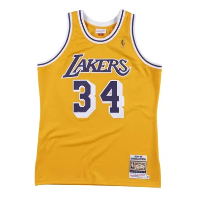 Mitchell & Ness Nba Authentic Shaquille Oneal Los Angeles Lakers 1996-97 Jersey In Yellow
