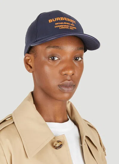 Burberry Women Logo Embroidered Baseball Cap In Blue