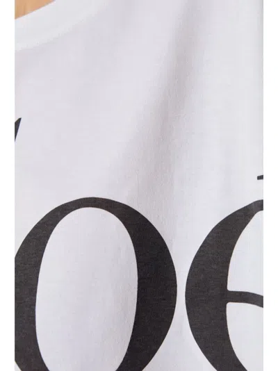 Chloé White Cropped T-shirt With Logo Lettering Print In Cotton Woman