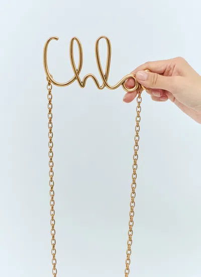 Chloé Adjustable Chain Necklace Script Pendant In Gold