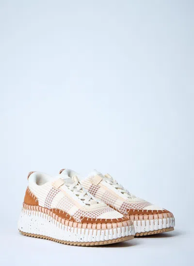 Chloé Nama Embroidered Suede And Recycled-mesh Sneakers In Multi