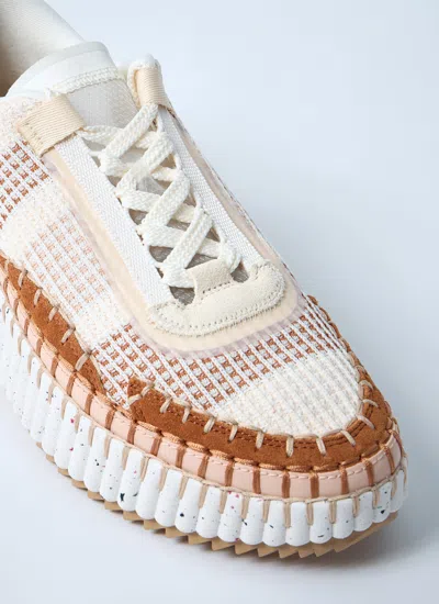 Chloé Nama Embroidered Suede And Recycled-mesh Sneakers In Multi