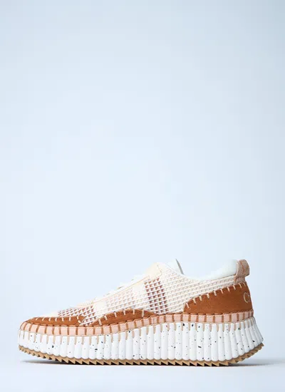 Chloé Nama Embroidered Suede And Recycled-mesh Sneakers In Multi