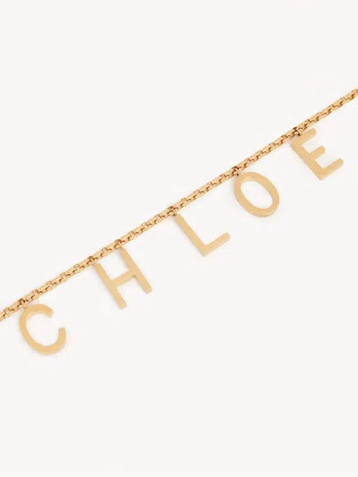 Chloé Logo Letters Chain Necklace In Yellow