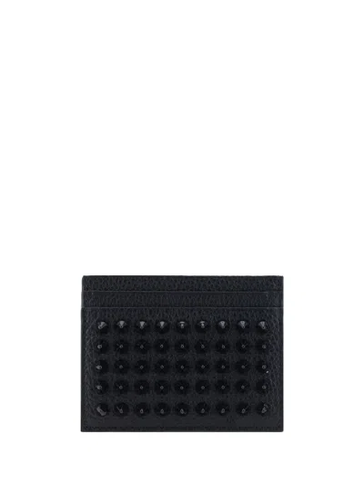 Christian Louboutin Black Kios Card Holder With Studs In Black