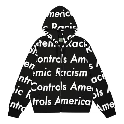 Denim Tears X Arthur Jafa Ss24 Systemic Racism Controls America Zip Up 'black White' In Black