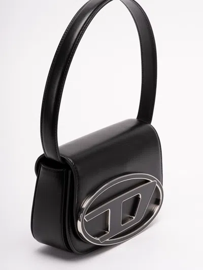 Diesel Compact Leather Shoulder Bag In Black