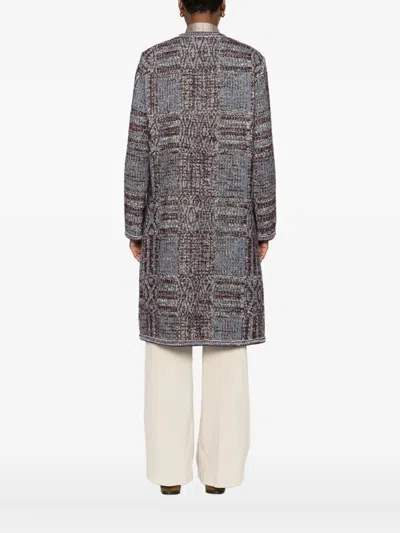 Etro Grey Boucl Jacquard Coat In Multi