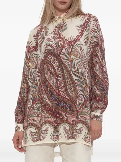 Etro Paisley Print Silk Shirt With Collared Neck