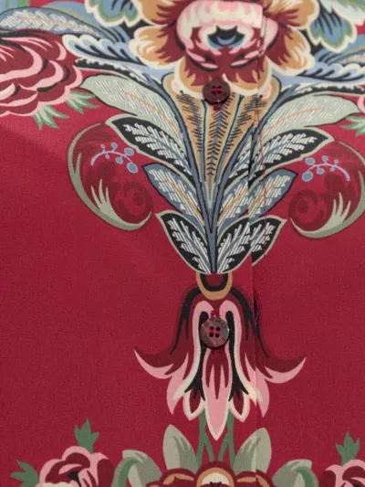 Etro Silk Shirt With Placed Print In Multi