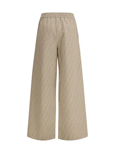Fendi Women Chambray Pants In Neutral