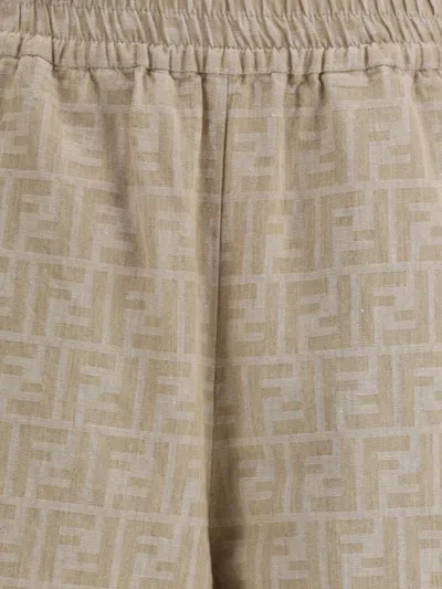 Fendi Women Chambray Pants In Neutral